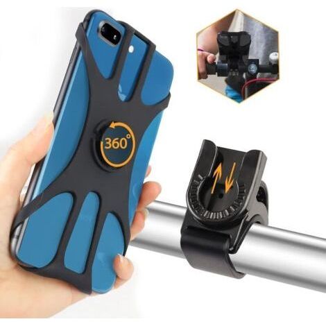 Universal Bike Phone Holder 360° Rotation Adjustable Holder for Bicycle/Motorcycle Handlebars Compatible with iPhone, Samsung and 4.5-7.0 Inch Smartphones (Black) (1/5)
