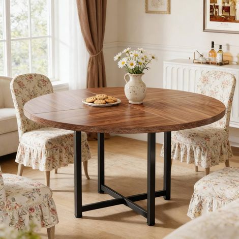mesa comedor redonda industrial metal madera 120 cm OKMYHOME (1/5)