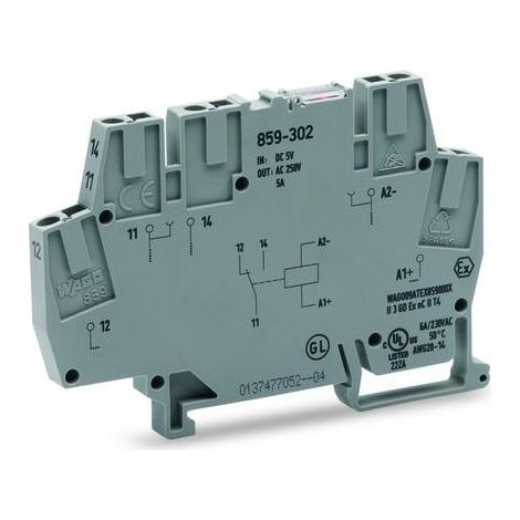 Wago Bloque de conexión con relé gris 12 V/DC 5 A