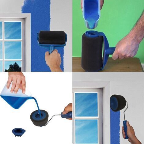 NALOOKAMIC Rouleau de peinture mural multifonctionnel à usage domestique, outil de poignée de brosse, outils de brosse 8 pièces