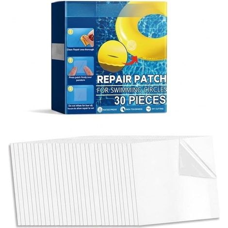 Rustine Piscine Transparente 5x5cm pour Fuites 30 incluses, séchage rapide, solution pour facile, pour idéal fuites urgentes, pour retour à l'eau immédiat (1/5)