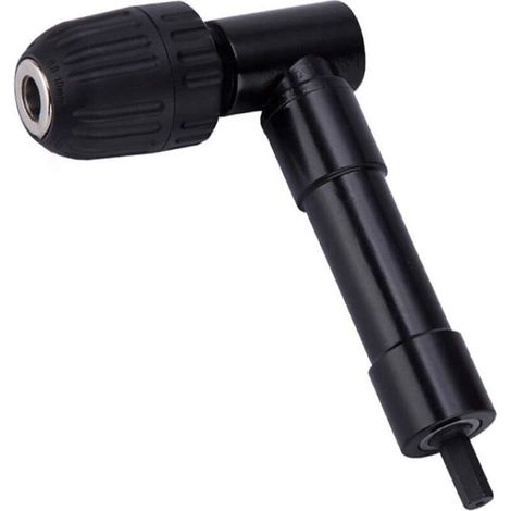 1 pièce embout perceuse angle droit, mandrin sans clé 10 mm, adaptateur 90° pour perceuses rotatives, réparations domestiques et espaces exigus