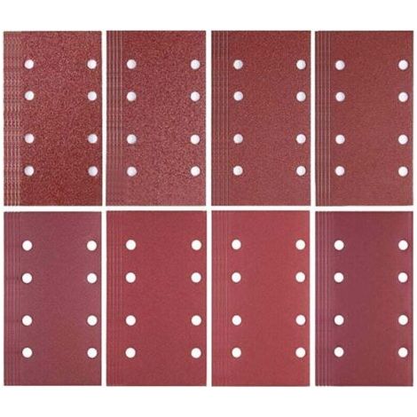 Pair Packung mit 80 Blatt Schleifpapier, 93 x 185 mm, 8 Löcher, Körnung 40/60/80/120/180/240/320/400, für Bosch-Schleifmaschinen