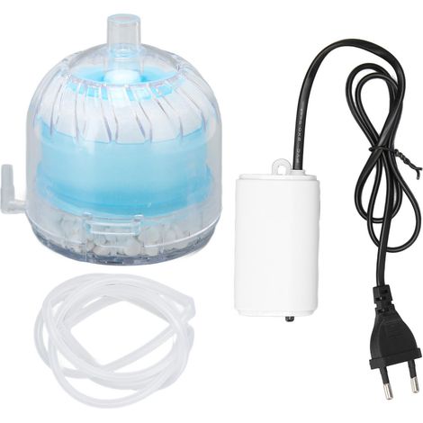Bomba de aire silenciosa para acuario, 220 V (UE) – Caudal ajustable de 3 l/min, filtro compacto de 8 x 8,5 cm (1/5)