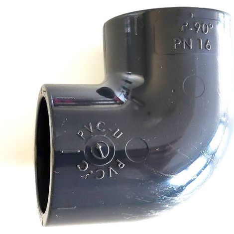 Coude PVC Pression 90 degrés  63mm intérieur FF PN16  Piscine et arrosage  63 mm (1/2)