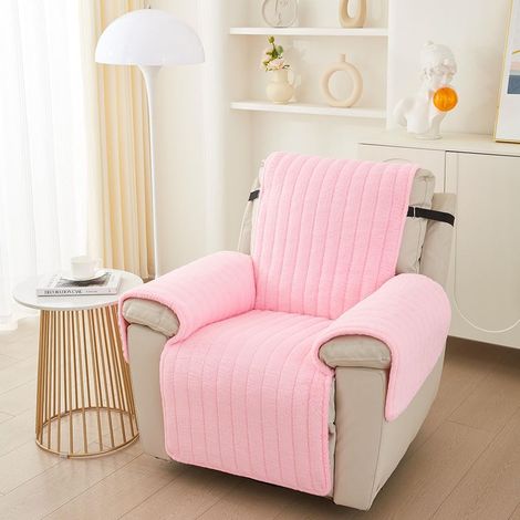 Sesselbezug für einen Relaxsessel, rosa, weicher Plüsch, 55 × 200 cm, rutschfest