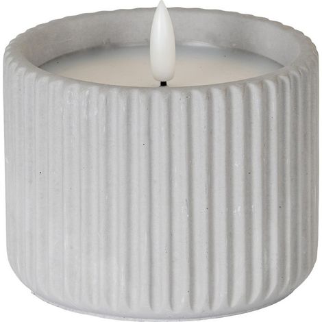 Luxe Collection Natural Glow Chalk Ribbed Medium Led Candle - Wax - L7 x W7 x H9 cm - Grey