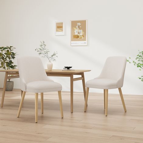 Lot de 2 Chaises de Salle à Manger Haut Dossier – Style Vintage Chic, Assise Confortable, Structure Bois Robuste, Idéales pour Cuisine et Salle à Manger – beige (1/5)