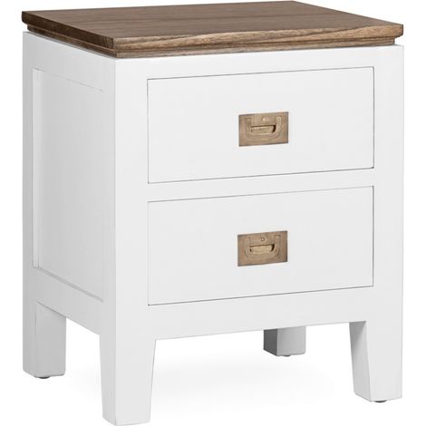 Table de chevet provençale bois massif de mindi blanc et marron Kirest 130cm (1/5)