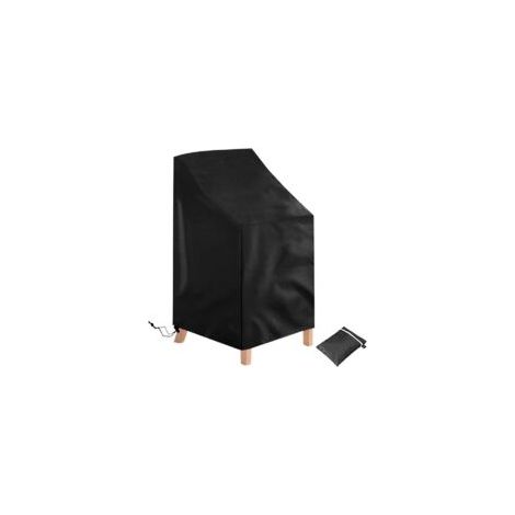 Gartenstuhlüberzug, stapelbarer Stuhlüberzug, wasserdicht, robust, 420D Oxford-Gewebe, schwarz, 120 x 65 x 65/80 cm - Crezuo (1/4)