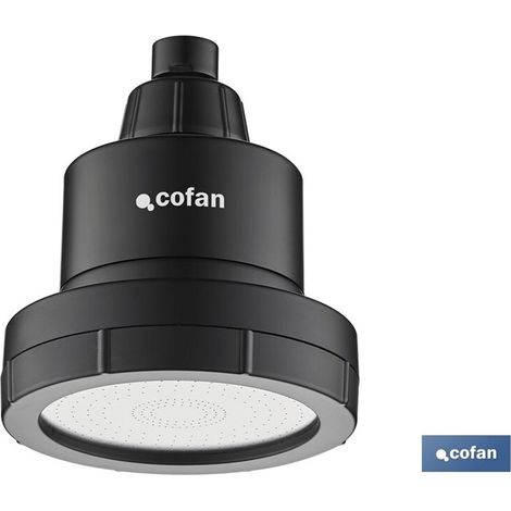 Soffione doccia orientabile Ø11,5x13,5cm in ABS nero (include filtro a 15 stadi) (1/4)