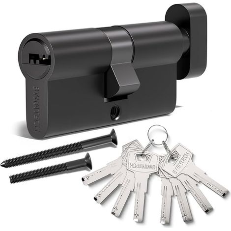 100mm(50T/50) Black-Zinc Alloy European Cylinder Lock,Barrel Lock,Key with 8 Horizontal Dimple Keys (1/5)
