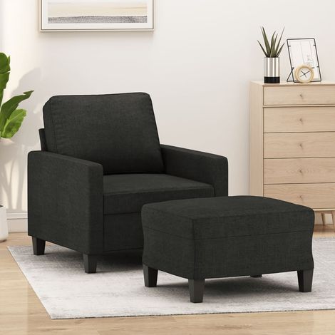 Sessel mit Hocker Schwarz 60 cm Stoff (1/5)