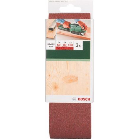 Lot de 3 Papier de verre de qualité rouge Papier de verre Taille 60 80 100  BOSCH 2609256192 (1/4)