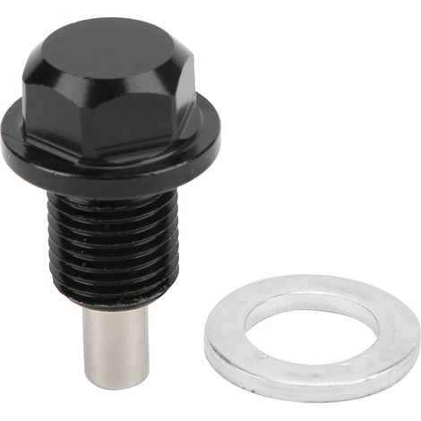 Bouchon de vidange magnétique en aluminium filetage M12 x 1,25 noir pour voiture (1/5)