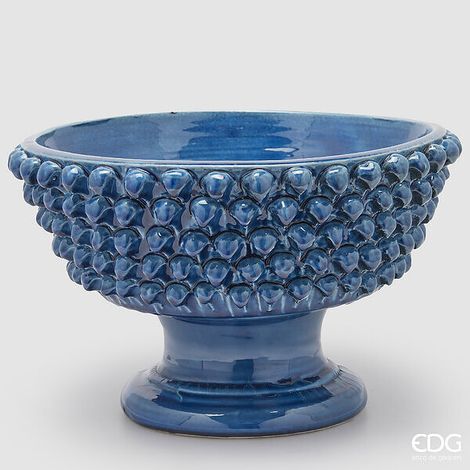EDG Enzo De Gasperi Vaso Fenice Pigna con Piede H 24,5 Cm D 40 Cm Colore Blu