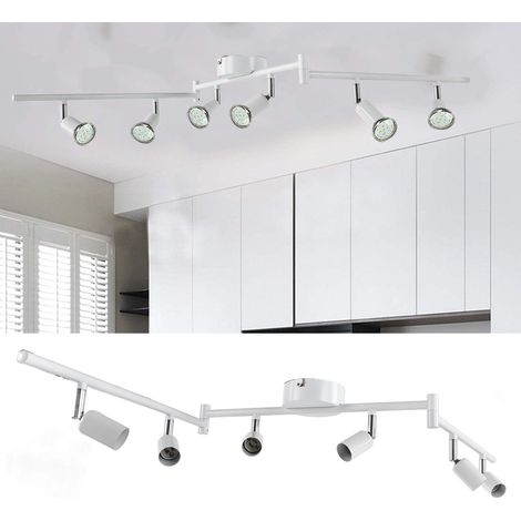Plafonnier GU10 à six têtes en fer forgé, style nordique, spot multi-têtes avec ampoules orientables, idéal pour la décoration intérieure (chambre, salle à manger, salon, centre commercial, éclairage (1/5)