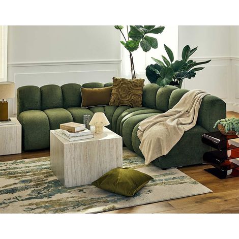Debbie - 4-sitzer modulares ecksofa beidseitig montierbar ohne armlehnen aus strukturiertem stoff - grün (1/5)
