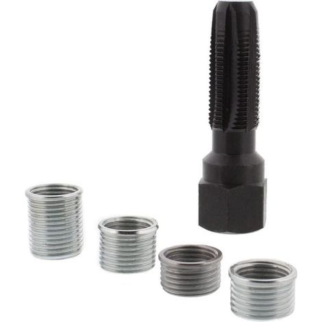 Kit de reparación de roscas para bujías M14x1.25, reparación de roscas M14 con 4 accesorios para machos de roscar, reparación de roscas para bujías incandescentes (1/4)