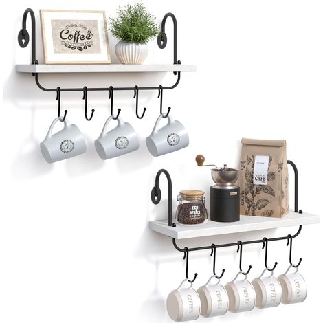 Porte Tasses Lot de 2, Support Tasses, Suspendu pour Café, Coin Café, Cuisine (1/5)