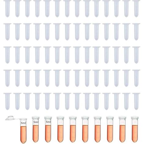 80 Pièces Micro Centrifugeuse Tubes, 5ml Clear Micro Plastic Tube, Tube à Essai Gradué Labo, Rond Micro Centrifugeuse Tubes (1/4)