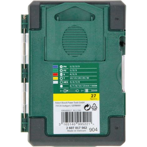 Bosch Kit de puntas de atornillado Mini trinquete Extra Hard DIY 26 piezas (1/3)