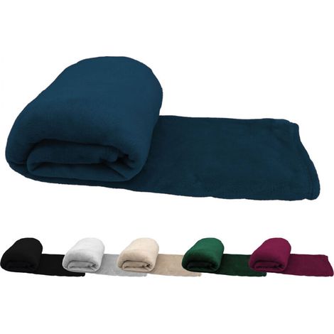 Couverture, plaid polaire 160 x 220 cm en flanelle ultra doux - Bleu - Vivezen (1/4)