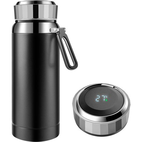 Tasse à Café Isotherme 800 ml, Acier Inox 304, Écran Tactile Température, Gobelet Intelligent Chaud/Froid, Gourde de Voyage Hermétique Noir (1/5)