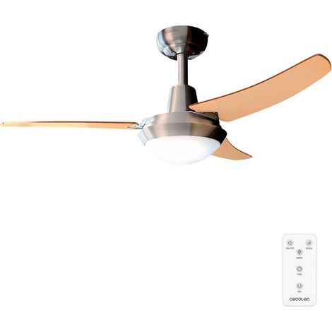 Ventilateur de plafond avec télécommande et lumière EnergySilence Aero 480. 65 W, 106 cm de diamètre, 3 Pales réversibles, 3 Vitesses, Finition bois noyer/hêtre (1/5)