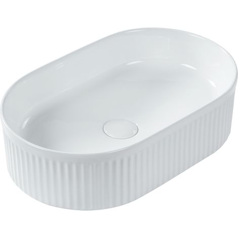 Lavabo sobre encimera de cerámica blanco brillante 49 x 31 cm Geldo