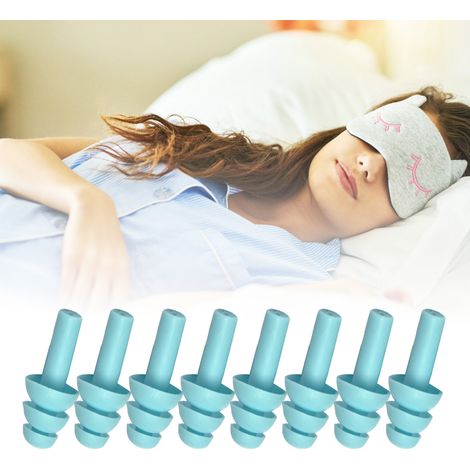 4 paires de bouchons d'oreilles antibruit lavables en silicone bleu à rebond lent, pour dormir en toute sécurité. (1/5)