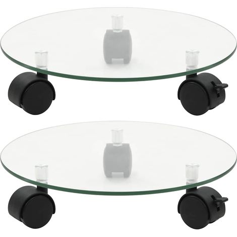 Plant Rollers 2 pcs Tempered Glass 28 cm Round vidaXL