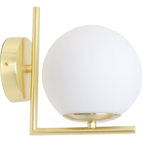 ALPINALUZ Aplique de Pared de Diseño Nórdico con Bola de Cristal "ESFERA"- Casquillo Portalámpara E27 G45 Dorado (1/5)