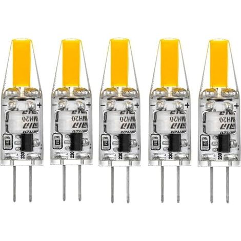 KLVGTIFS PU - Ampoules LED G4 220 V 2 W 2700 K blanc chaud 200 lm, en silicone, remplaçant les ampoules halogènes traditionnelles de 20 W, lot de 5. (1/5)