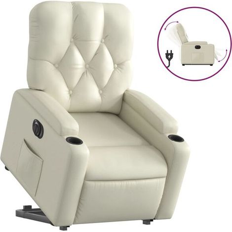 Fauteuil inclinable électrique en similicuir beige (1/5)