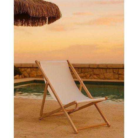 Sedia sdraio da esterno beige in legno Bright Summer (1/5)