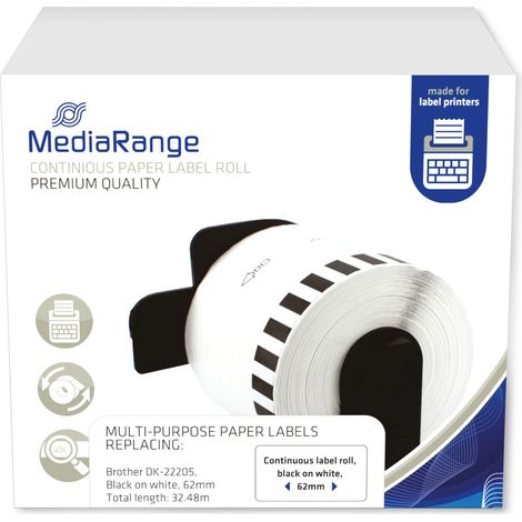 Étiquettes en papier continu MEDIARANGE MRBDK22205, 30,48 m