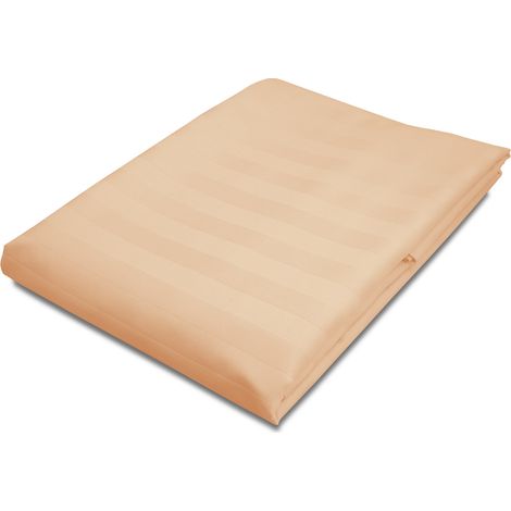 Spannbettlaken aus Baumwolle mit Streifenmuster aus Bambusfaser, 220 x 260 cm, beige (1/5)