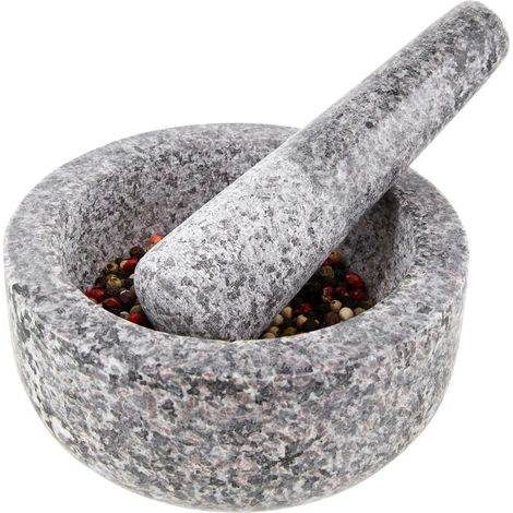 Mortier haut de gamme avec pilon et couvercle, Ø 13 cm, granit (1/5)