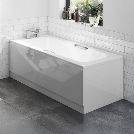 Signature Hestia Single Ended Rectangular Bath with Twin Grips 1500mm x 700mm 0 Tap Hole (inc Leg Set) (1/4)