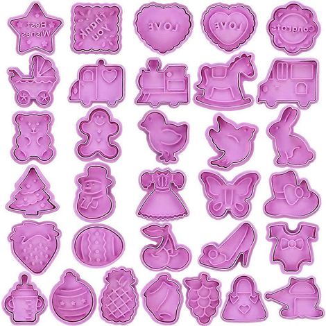 32 Pièces Emporte-Pièces pour Enfants, Formes de Noël avec Éjecteurs pour Biscuits (1/4)