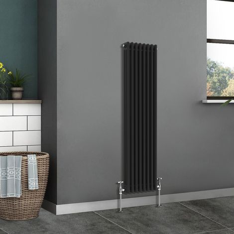 Traditional Radiator Cast Iron Style Radiator 3 Column Black 1500x382mm