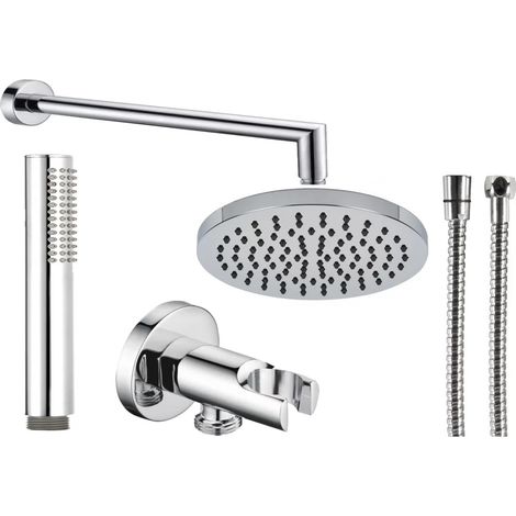 Kit doccia rotondo soffione 200 braccio 35 flex cromo diam. 20 (1/3)