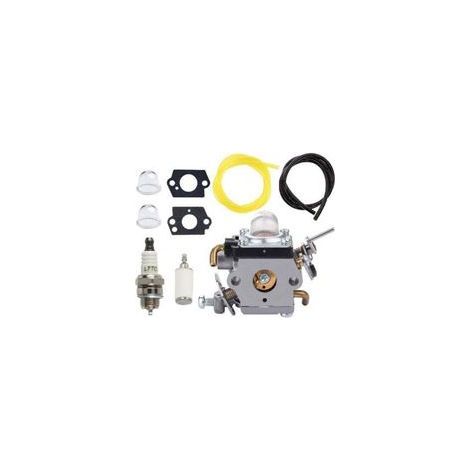FENOPLASTICACarburateur pour tondeuses Husqvarna 122C, 122LDX, 122LK et McCulloch T22LS et T22LSC, comprenant joint, durite d'essence et bougie. Références : 581734301 et 574386701. (1/4)
