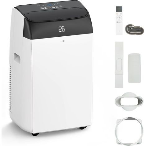 HAUSPROFI Mobile Air Conditioner Unit,12000 BTUs, Suitable for Room up to 122 m³ (46㎡) 3-in-1 Function with Cooling, Dehumidifying & Ventilating with Removable Antibacterial Filter, 24-hour timer, Eco
