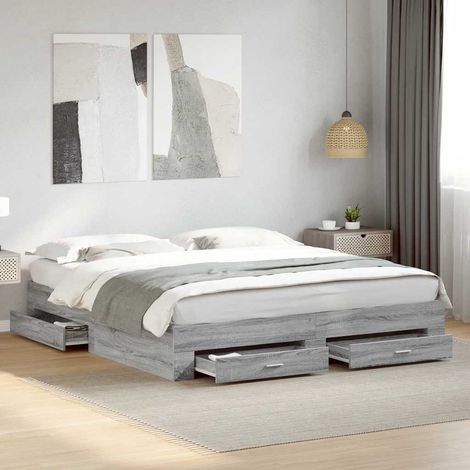 vidaXL Giroletto Cassetti Grigio Sonoma 180x200 cm Legno Multistrato