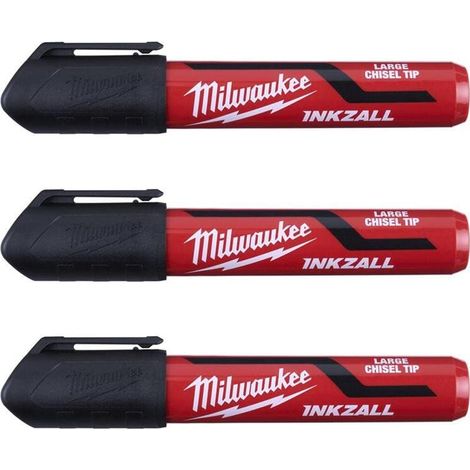 Marcador con punta cincelada Negro 6mm - 3uds - INKZALL Black L Chisel Tip Marker (3PK) (1/3)