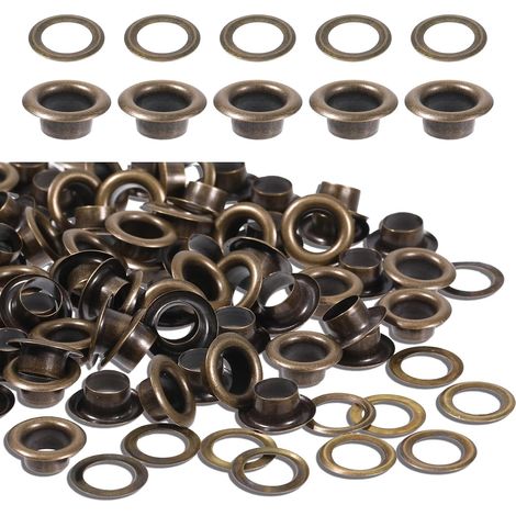 200 pièces de set d'œillets 5 mm, œillets métalliques pour tissu, fermeture à œillet, rivets, rondelles, œillets en laiton, œillets pour toile, œillets en métal, rondelles pour cuir, rideaux, tissu (1/5)