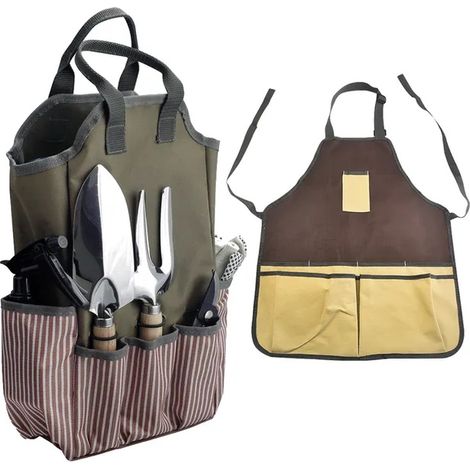 Tablier de Jardinier, 55x45cm, Sac à Outils de Jardinage, 38x25x9cm, avec 8 Poches, Portable Sac Fourre-Tout de Jardin(Aucun Outil) (1/5)