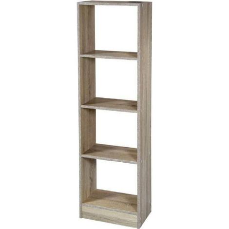 Trade Shop - GAIA BÜCHERREGAL SCHRANK 4 EICHE EINLEGEBÖDEN 40X24X137CM 769665 - (1/3)